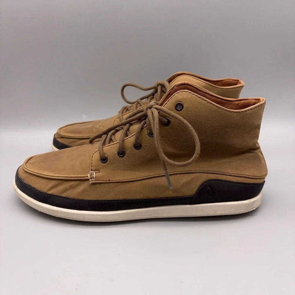 OluKai Nalukai Kapa Boot Mens 10.5 Brown Solid Canvas Chukka Casual 10377-1319